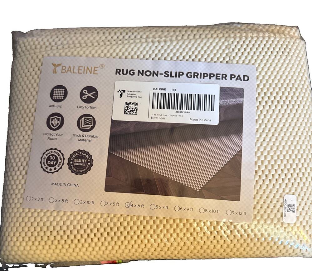 NEW Baleine Rug Non‑Slip Gripper Pad 4ft x 6ft Anti‑Skid Floor Protector